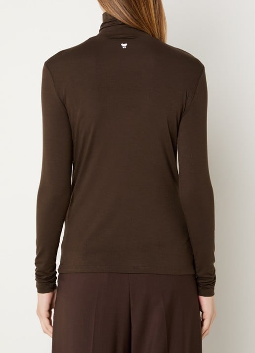 Max Mara Multif top van jersey met col - achterkant 2 donkerbruin