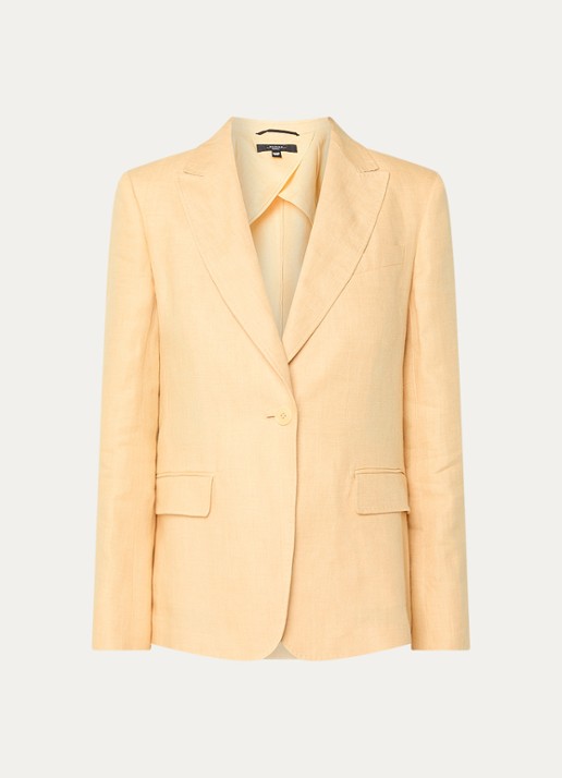 Max Mara Nalut blazer van linnen met klepzakken - voorkant 2 geel