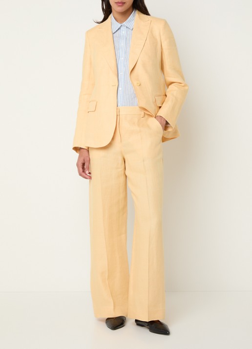 Max Mara Nalut blazer van linnen met klepzakken - voorkant 3 geel