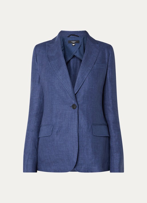 Max Mara Nalut blazer van linnen met klepzakken - voorkant 2 donkerblauw