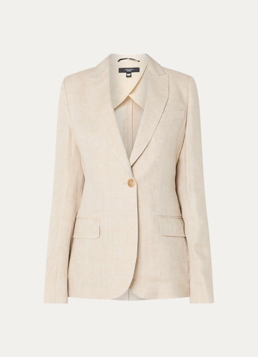 Max Mara Nalut blazer van linnen met klepzakken - voorkant creme