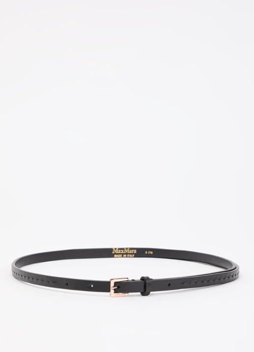 Max Mara Natural riem van kalfsleer - voorkant zwart