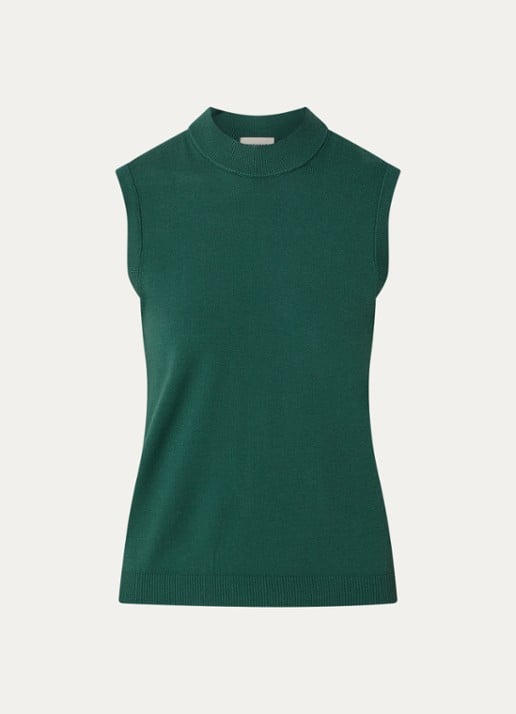 Max Mara Nazione mouwloze trui met ribstructuur - voorkant 2 groen