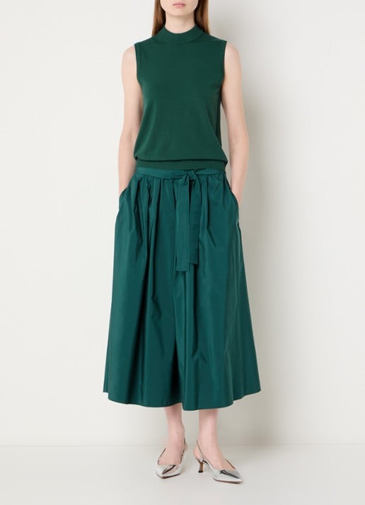 Max Mara Nazione mouwloze trui met ribstructuur - voorkant 3 groen