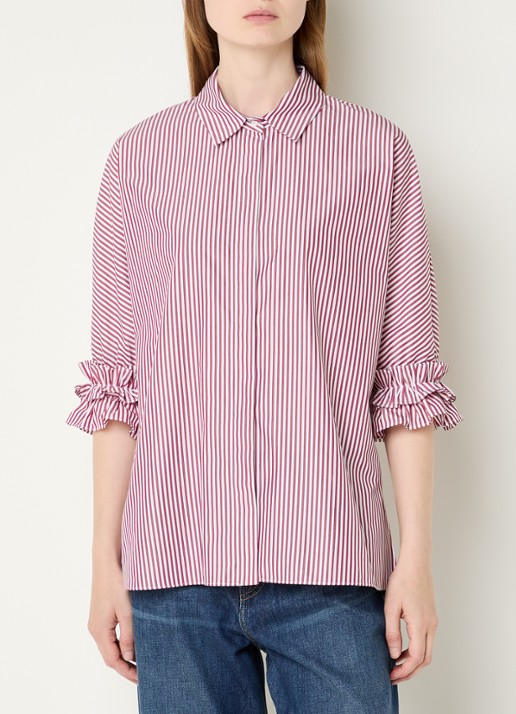 Max Mara Nebbie blouse met streepprint en volant