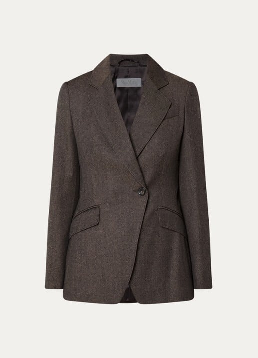 Max Mara Neutro blazer van scheerwol - voorkant 3 donkerbruin