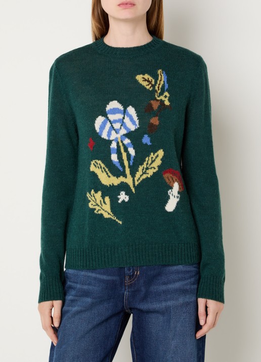 Max Mara Nitra fijngebreide trui in alpaca wolblend met ingebreid patroon