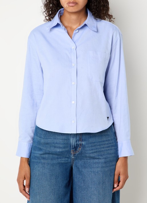 Max Mara Nuoro blouse met borstzak - detail 3 lichtblauw