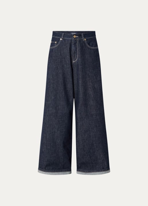 Max Mara Occhio high waist wide leg jeans met donkere wassing - voorkant 4 indigo