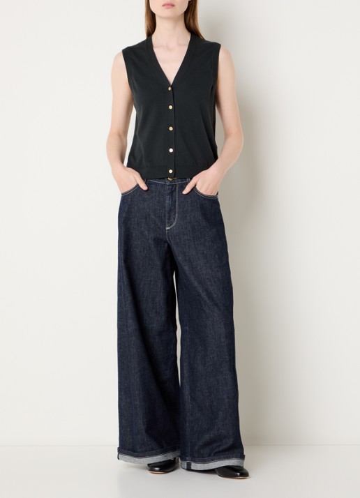 Max Mara Occhio high waist wide leg jeans met donkere wassing - voorkant 5 indigo