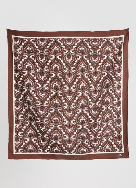 Max Mara Onesto sjaal van zijde met paisley dessin 90 x 90 cm - detail 2 bruin