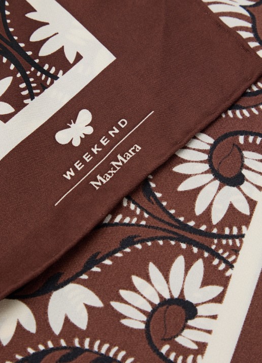Max Mara Onesto sjaal van zijde met paisley dessin 90 x 90 cm - detail 3 bruin