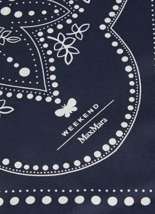 Max Mara Onesto sjaal van zijde met paisley dessin 90 x 90 cm - detail 6 donkerblauw