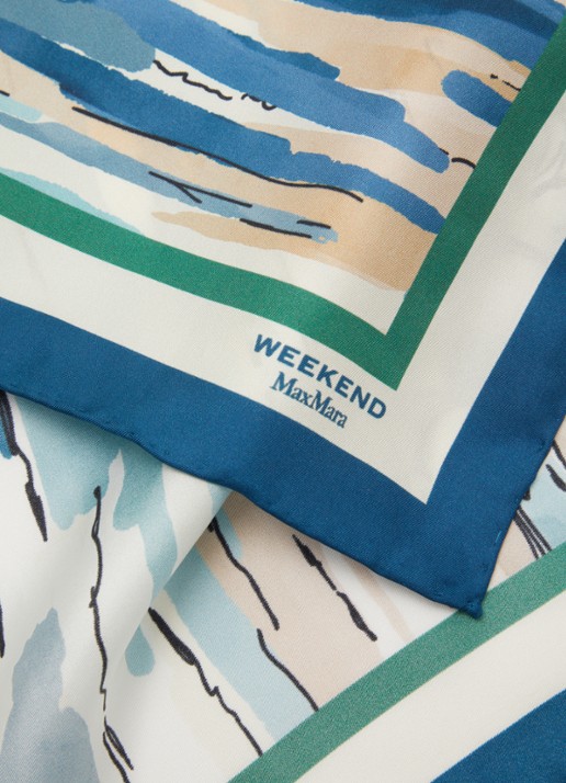 Max Mara Onesto sjaal van zijde met print 90 x 90 cm - detail 3 blauw