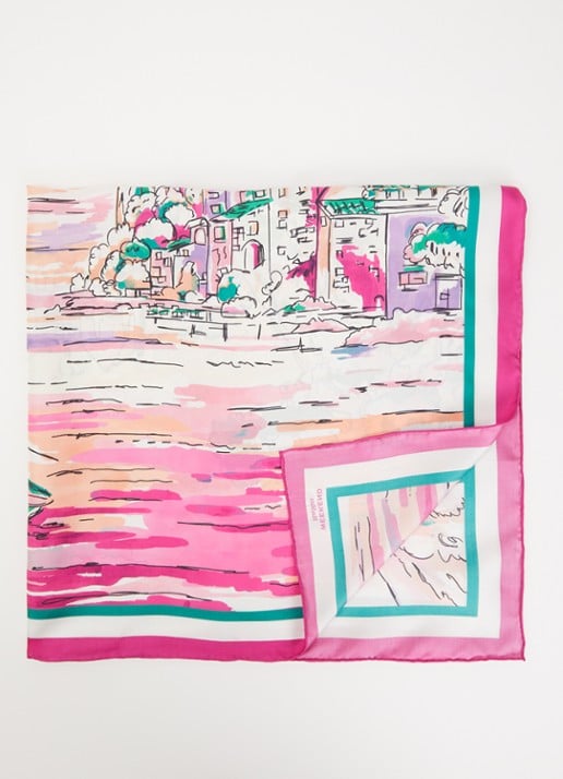Max Mara Onesto sjaal van zijde met print 90 x 90 cm - voorkant 3 roze