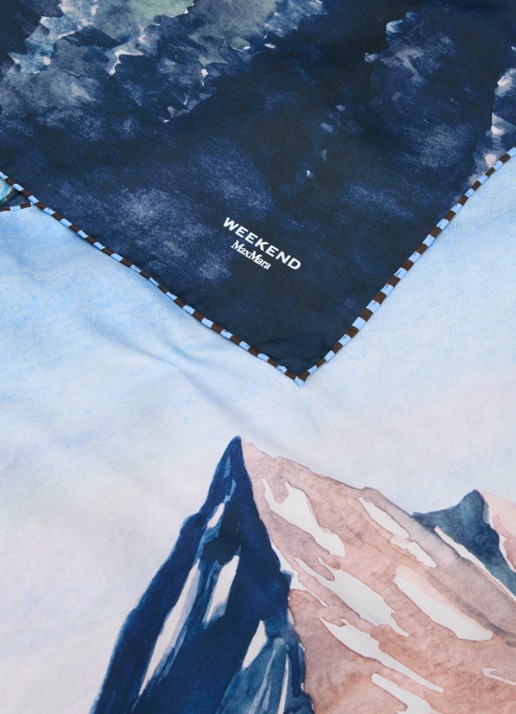 Max Mara Onesto sjaal van zijde met print 90 x 90 cm - detail 3 donkerblauw