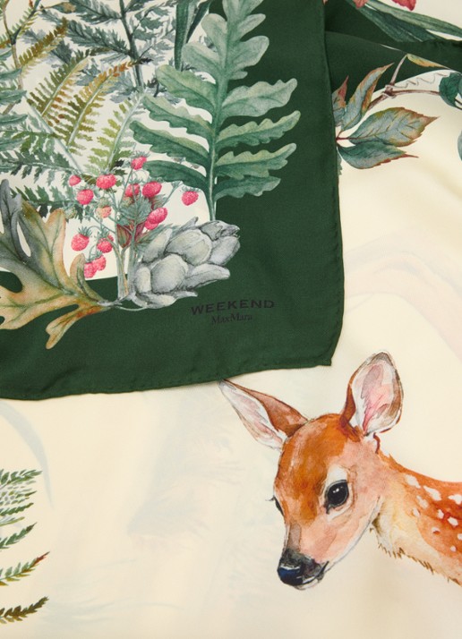 Max Mara Onesto sjaal van zijde met print 90 x 90 cm - detail 3 bronsgroen