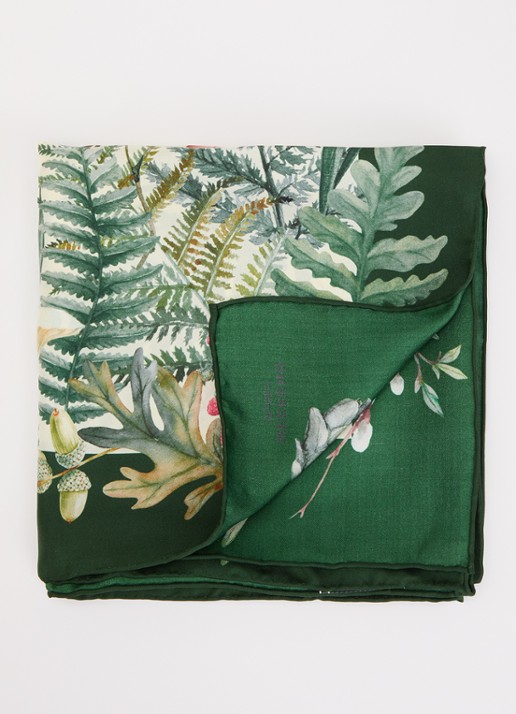 Max Mara Onesto sjaal van zijde met print 90 x 90 cm - voorkant bronsgroen