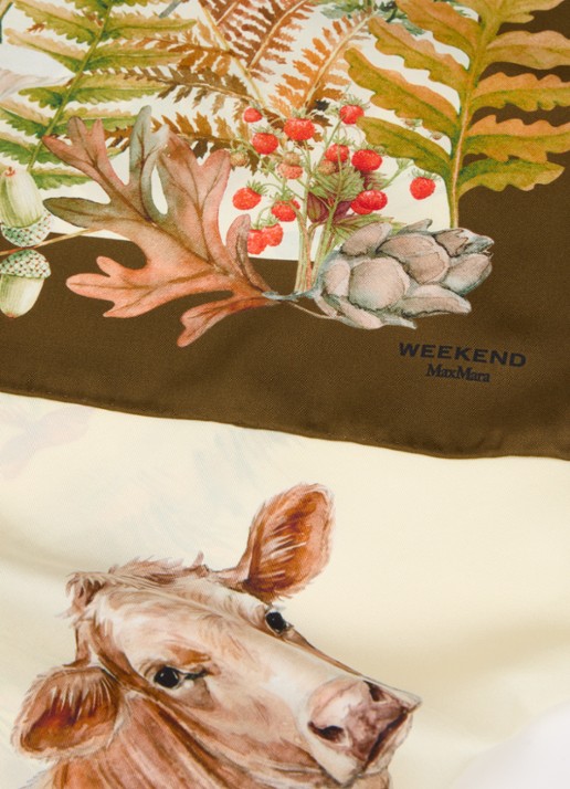Max Mara Onesto sjaal van zijde met print 90 x 90 cm - detail 3 bruin