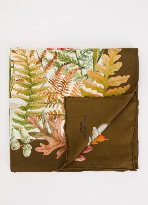Max Mara Onesto sjaal van zijde met print 90 x 90 cm - voorkant bruin