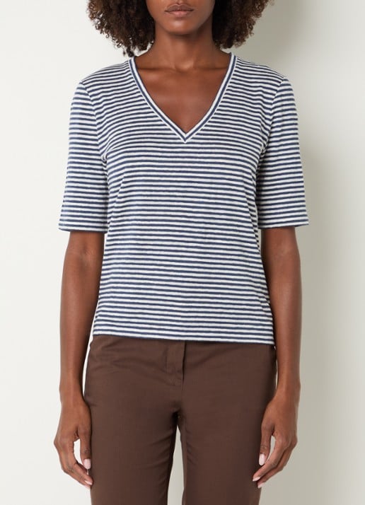 Max Mara Opzione T-shirt van linnen met V-hals