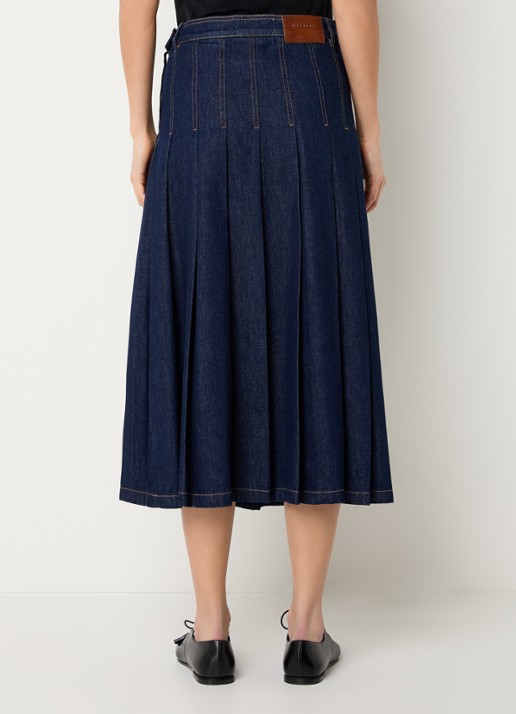 Max Mara Ovale maxi A-lijn spijkerrok  - achterkant blauw