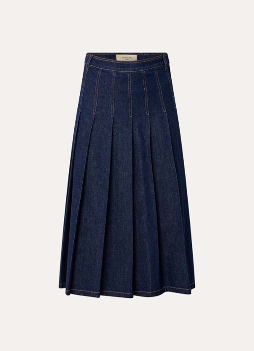 Max Mara Ovale maxi A-lijn spijkerrok  - voorkant 3 blauw