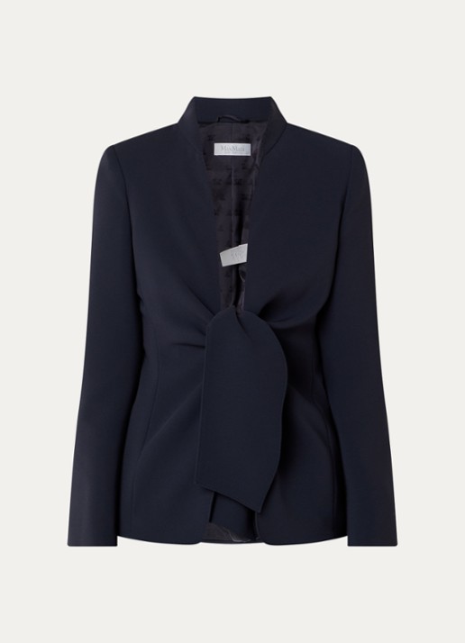 Max Mara Palo blazer met gestrikt detail - voorkant 2 donkerblauw