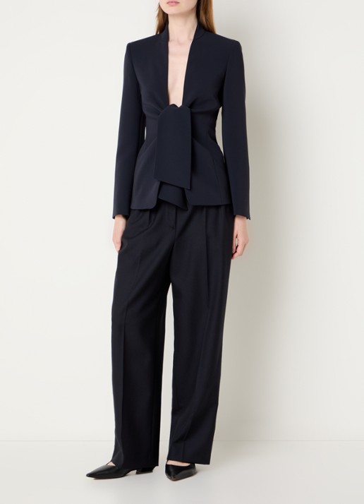 Max Mara Palo blazer met gestrikt detail - voorkant 3 donkerblauw