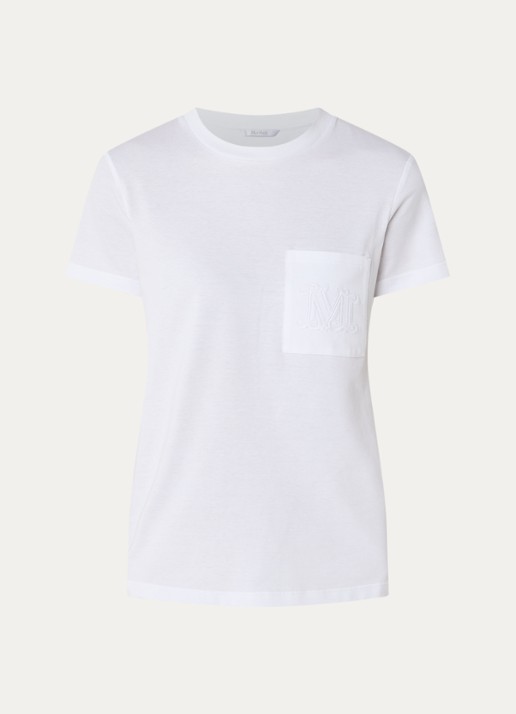 Max Mara Papaia T-shirt met logoborduring - voorkant 3 wit