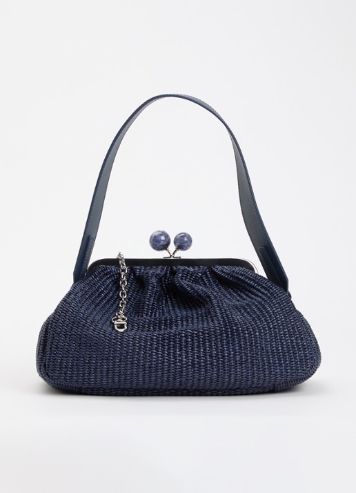 Max Mara Pasticcino clutch met gevlochten detail en afneembare schouderriem - voorkant 5 donkerblauw