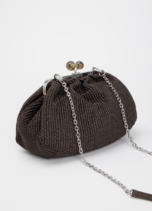 Max Mara Pasticcino clutch met gevlochten detail en afneembare schouderriem - achterkant donkerbruin