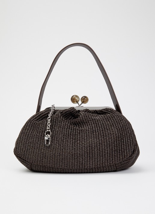 Max Mara Pasticcino clutch met gevlochten detail en afneembare schouderriem - voorkant 5 donkerbruin