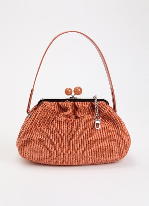 Max Mara Pasticcino clutch met gevlochten detail en afneembare schouderriem