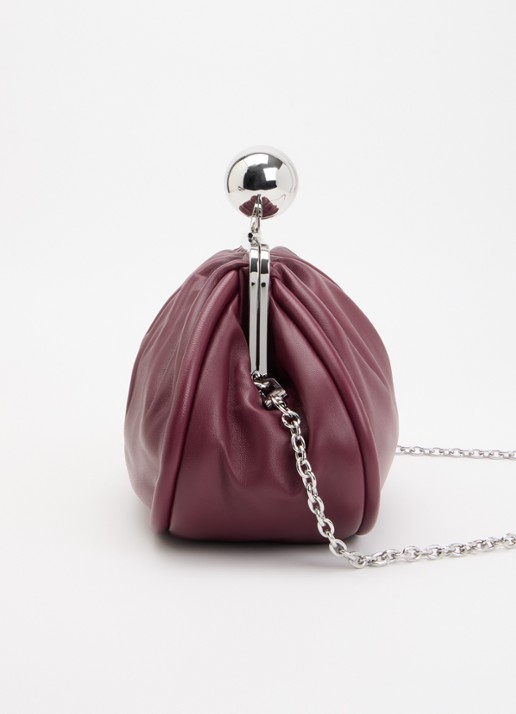 Max Mara Pasticcino clutch van schapenleer met afneembare schouderriem - detail 3 bordeauxrood