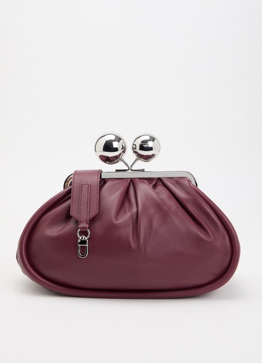 Max Mara Pasticcino clutch van schapenleer met afneembare schouderriem