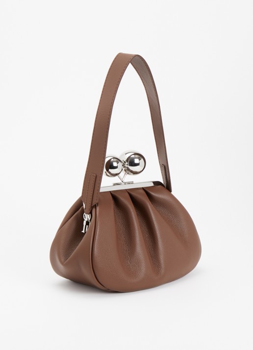 Max Mara Pasticcino handtas van leer met afneembare schouderriem - achterkant bruin