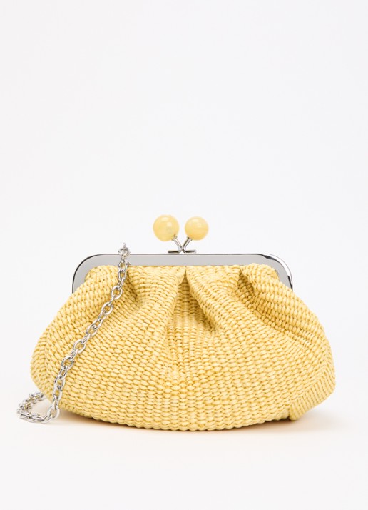 Max Mara Pasticcino Small clutch met gevlochten detail en afneembare schouderriem - voorkant lichtgeel