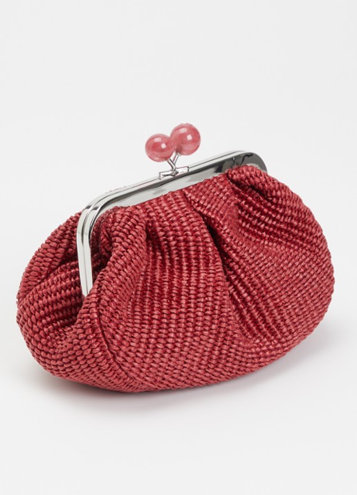 Max Mara Pasticcino Small clutch met gevlochten detail en afneembare schouderriem - achterkant 2 cranberryrood