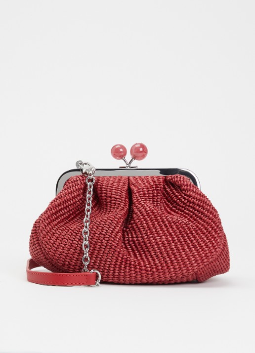 Max Mara Pasticcino Small clutch met gevlochten detail en afneembare schouderriem - voorkant cranberryrood
