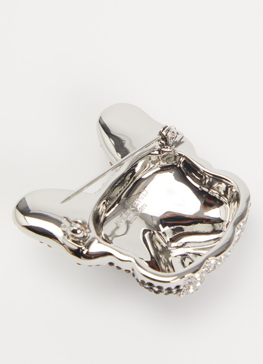 Max Mara Perle broche met strass - detail zilver