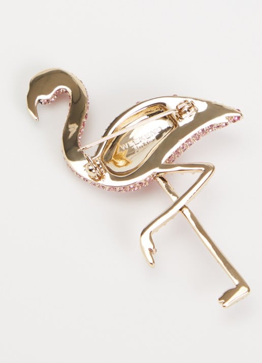 Max Mara Perle broche met strass - detail goud