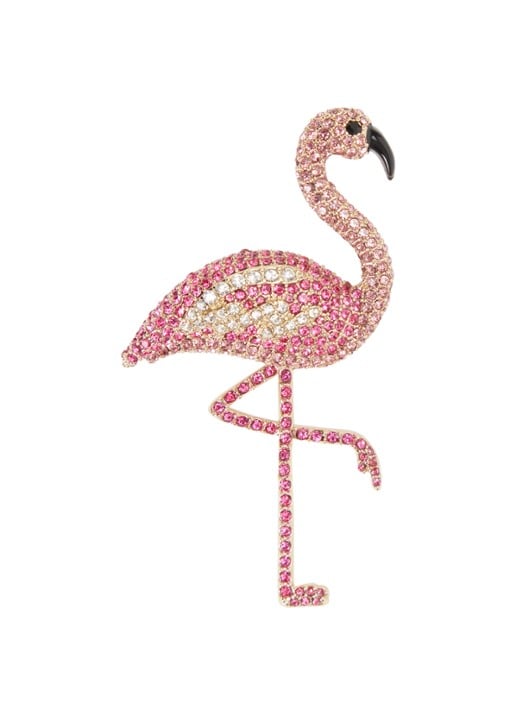 Max Mara Perle broche met strass - voorkant 2 goud