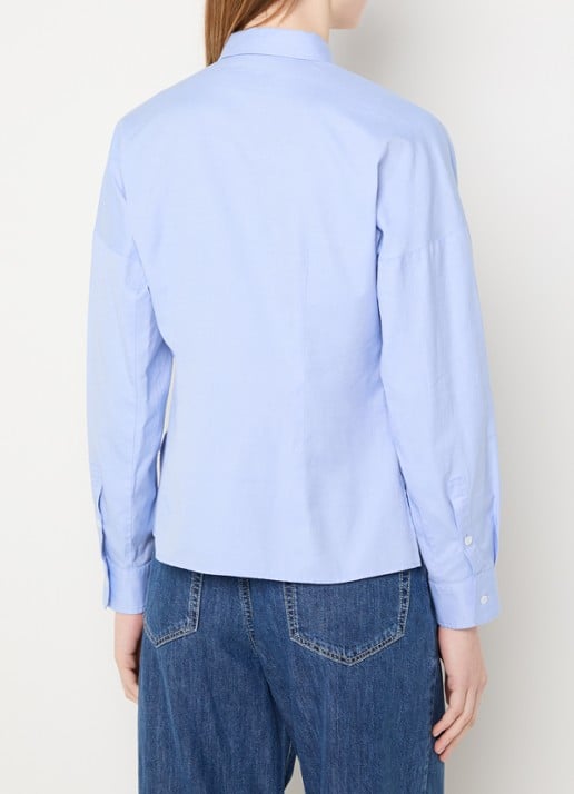 Max Mara Pesi blouse met borstzakken - achterkant lichtblauw