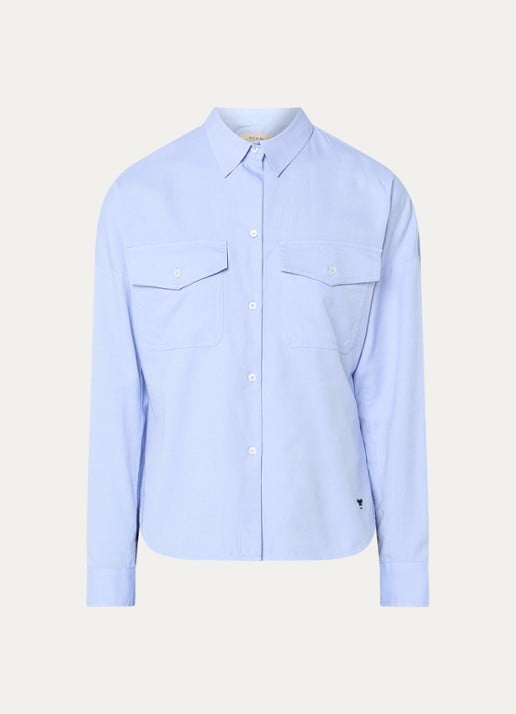 Max Mara Pesi blouse met borstzakken - voorkant 2 lichtblauw