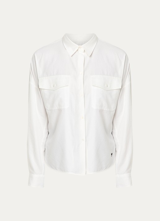 Max Mara Pesi blouse met borstzakken - voorkant 3 wit