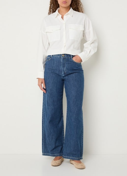 Max Mara Pesi blouse met borstzakken - voorkant 4 wit