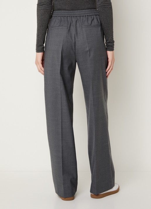 Max Mara Petra high waist straight fit pantalon in scheerwolblend - achterkant 2 donkergrijs