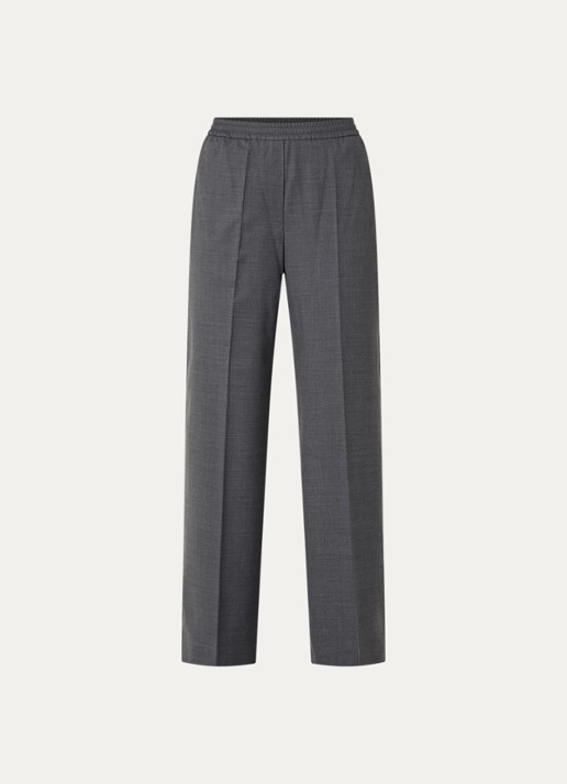 Max Mara Petra high waist straight fit pantalon in scheerwolblend - voorkant 3 donkergrijs
