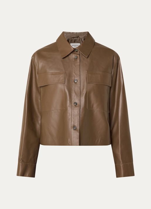 Max Mara Piovra jack van lamsleer met klepzakken - voorkant 3 bruin